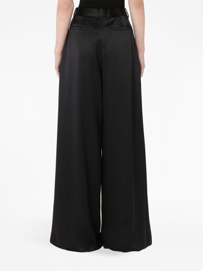 Jw Anderson Wide-leg Pleated Pants In Black