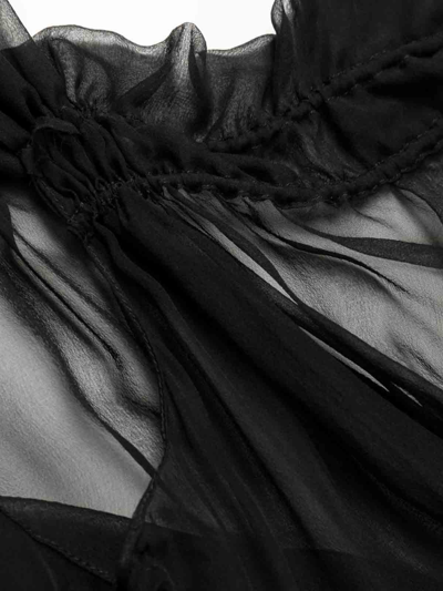 Shop Maison Margiela Semi-sheer Gathered Silk Minidress In Negro