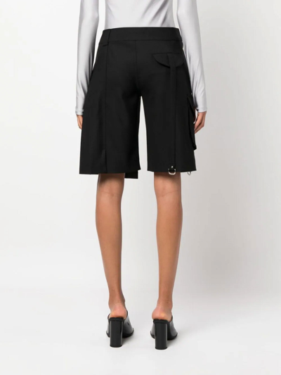 Off-white Cargo Pleated Wool Blend Shorts In Negro