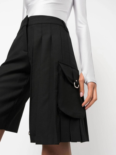 Off-white Cargo Pleated Wool Blend Shorts In Negro