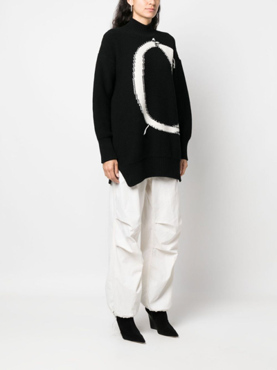 Shop Off-white Ow High-neck Wool Jumper In Black