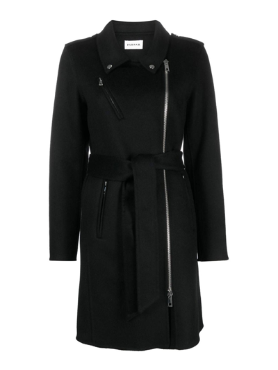P.a.r.o.s.h Leak Off-center Zip-up Wool Coat In Black