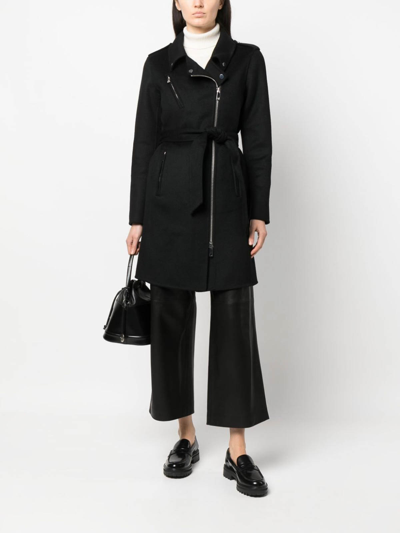 P.a.r.o.s.h Leak Off-center Zip-up Wool Coat In Black