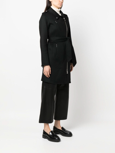 P.a.r.o.s.h Leak Off-center Zip-up Wool Coat In Black