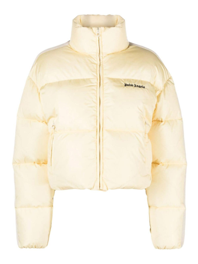 Shop Palm Angels Logo-embroidered Puffer Jacket In Amarillo Claro