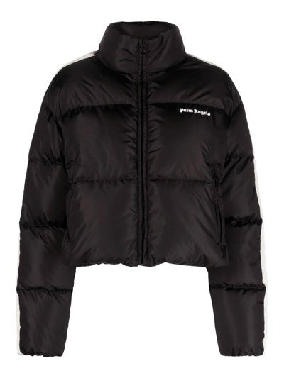 Shop Palm Angels Logo-embroidered Puffer Jacket In Black