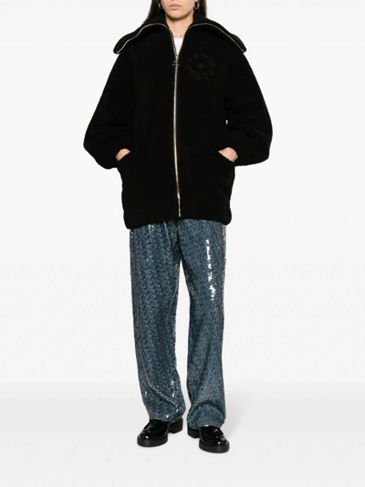 Patou Logo-embroidered Fleece Jacket In Black