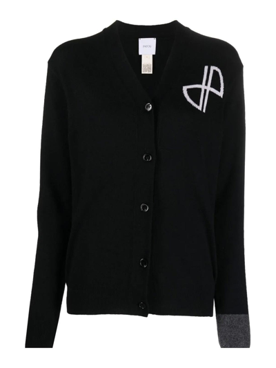 Shop Patou Intarsia-logo Button-up Cardigan In Negro
