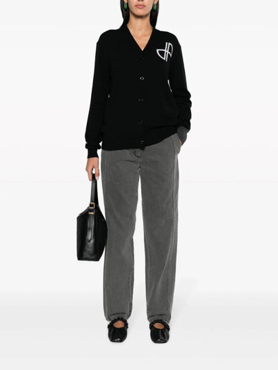 Shop Patou Intarsia-logo Button-up Cardigan In Negro