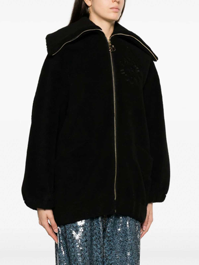 Patou Logo-embroidered Fleece Jacket In Black