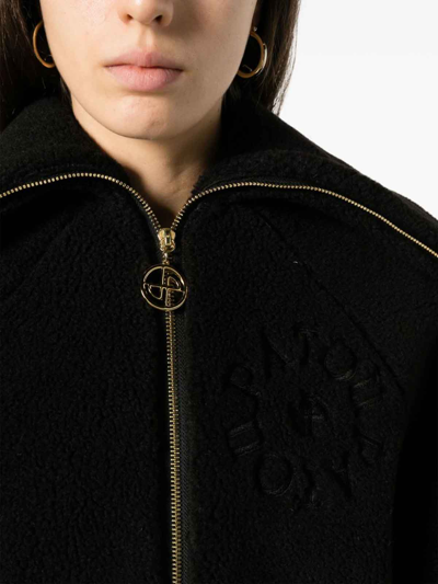 Patou Logo-embroidered Fleece Jacket In Black