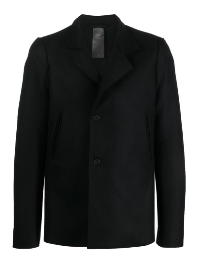 Shop Sapio Double-breasted Cotton-wool Blazer In Black