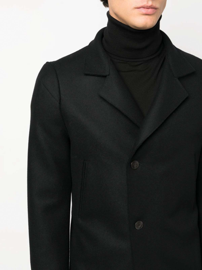 Shop Sapio Double-breasted Cotton-wool Blazer In Black