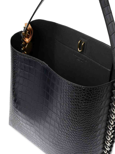 Shop Stella Mccartney Embossed-crocodile Effect Tote Bag In Black