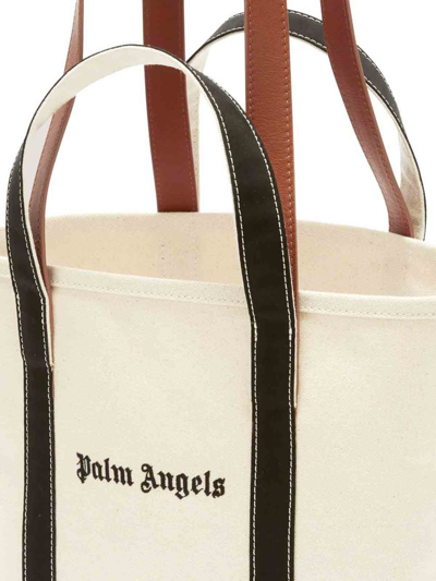 Shop Palm Angels Logo-print Canvas Tote Bag In Black