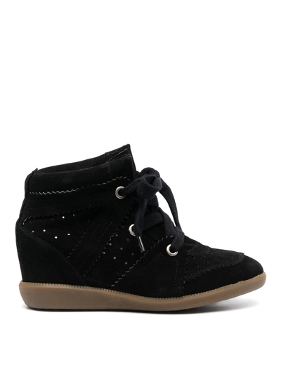 Shop Isabel Marant Wedge-heel Lace-up Sneakers In Black