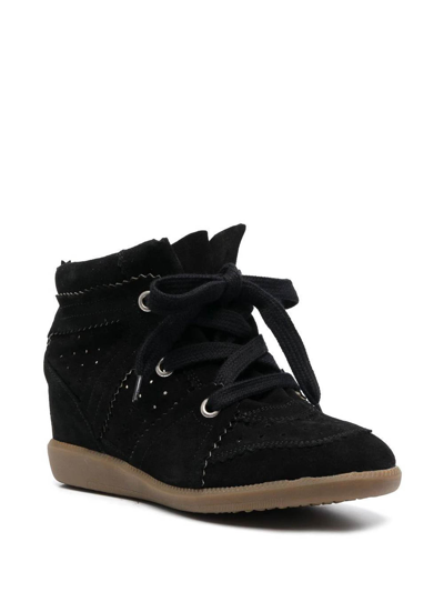Isabel Marant Bobby Suede Wedge Sneakers In Black