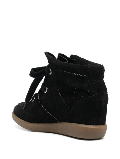 Shop Isabel Marant Wedge-heel Lace-up Sneakers In Black