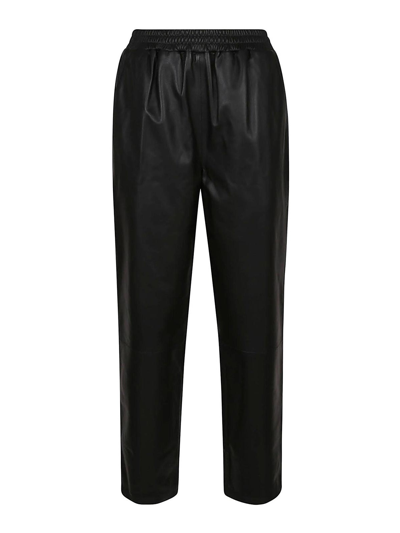 Shop Arma Elastic Waist Leather Trousers In Black