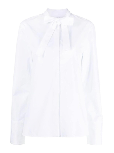 Shop Jil Sander Camicia Bow-detailling Cotton Shirt In White