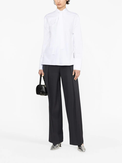 Shop Jil Sander Camicia Bow-detailling Cotton Shirt In White