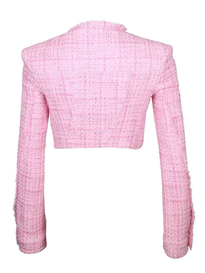 Gcds Button-up Cropped Tweed Jacket In Nude & Neutrals