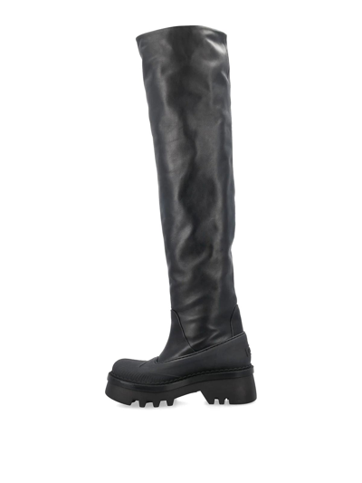 Chloé Leather Knee-high Boots With Tank Sole In Black