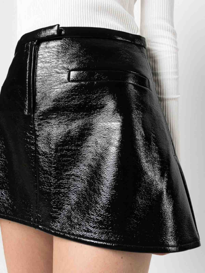 Shop Courrèges Double Slits Vinyl Mini Skirt In Negro