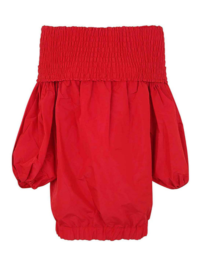Shop Patou Smock Volume Mini Dress In Rojo
