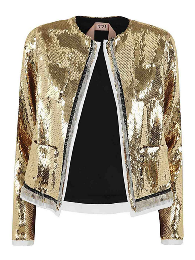 Shop N°21 Jacket With Paillettes In Orange