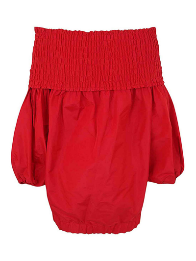 Shop Patou Smock Volume Mini Dress In Rojo