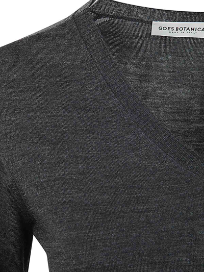 Shop Goes Botanical Long Sleeves V Neck Sweater In Grey