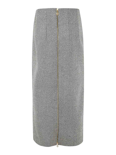 Shop Patou Slit Zipped Pencil Skirt In Grey
