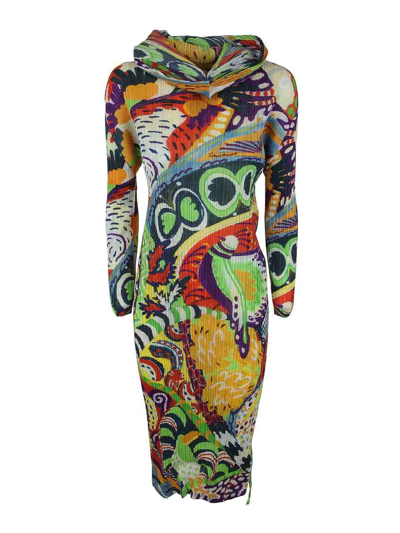 Shop Issey Miyake Snowrunner Long Dress In Multicolour
