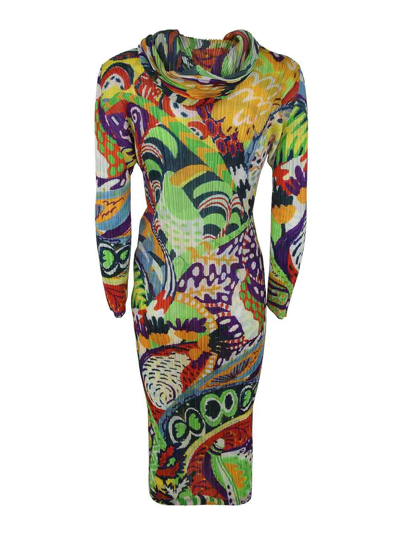 Shop Issey Miyake Snowrunner Long Dress In Multicolour