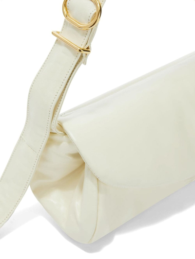 Shop Jil Sander Cannolo Padded Large Leather Shoulder Bag In White