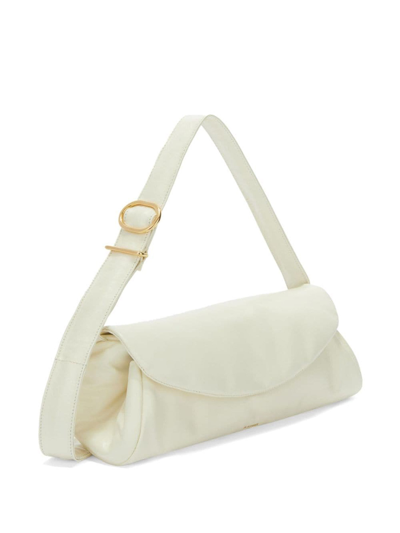 Shop Jil Sander Cannolo Padded Large Leather Shoulder Bag In White