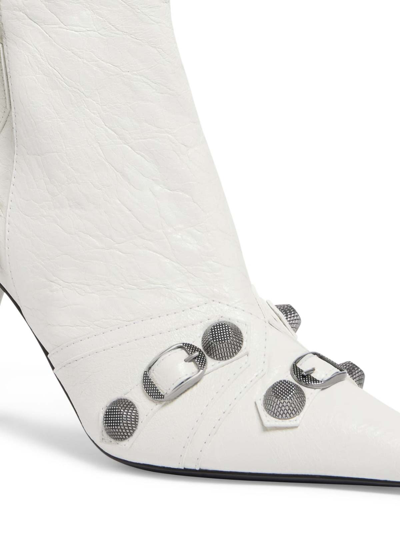 Shop Balenciaga Le Cagole Leather Boots In Blanco