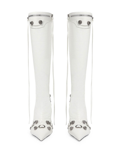 Shop Balenciaga Le Cagole Leather Boots In Blanco