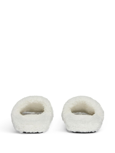 Shop Balenciaga Furry Sliders In Blanco