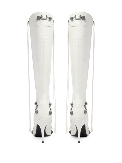 Shop Balenciaga Le Cagole Leather Boots In Blanco