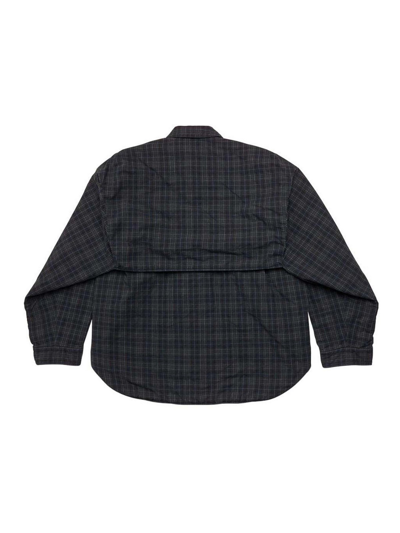 Shop Balenciaga Checked Flannel Shirt In Grey