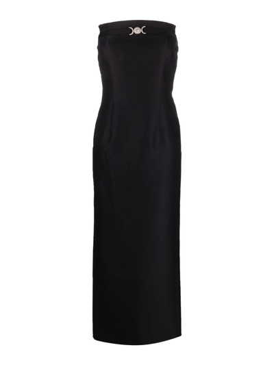 Shop Versace Wool And Silk Blend Long Pencil Dress In Black