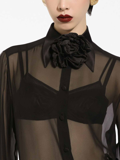 Shop Dolce & Gabbana Flower Chocker In Black