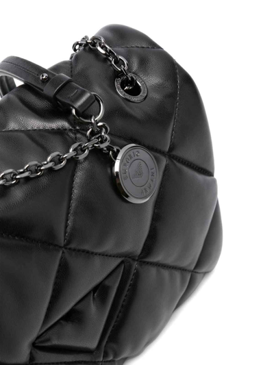 Emporio Armani Quilted Faux-leather Shoulder Bag In Black