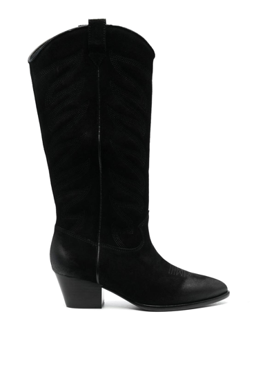 Shop Ash Heaven Leather Texan Boots In Black