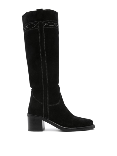Shop Ash Suede Leather Heel Boots In Negro