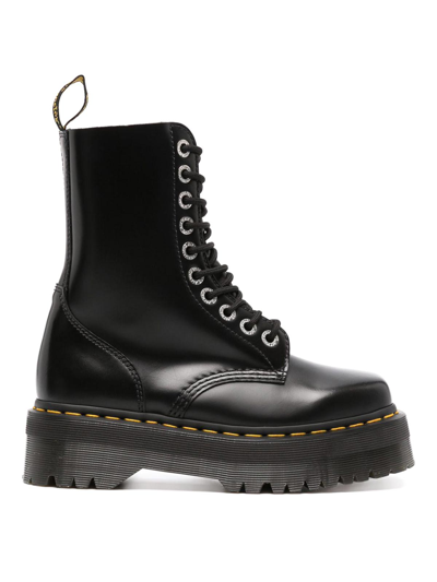 Shop Dr. Martens' Quad Squared  Leather  Boots In Black