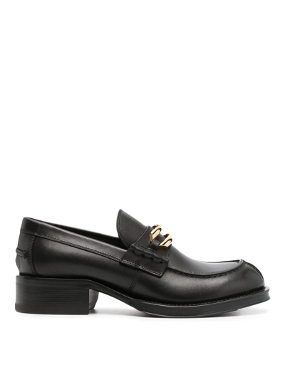 Shop Lanvin Medley Leather Loafers In Negro