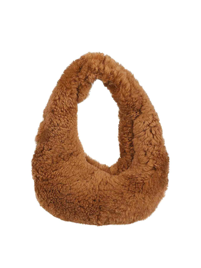 Shop Anita Bilardi Faux Fur Shoulder Bag In Camel
